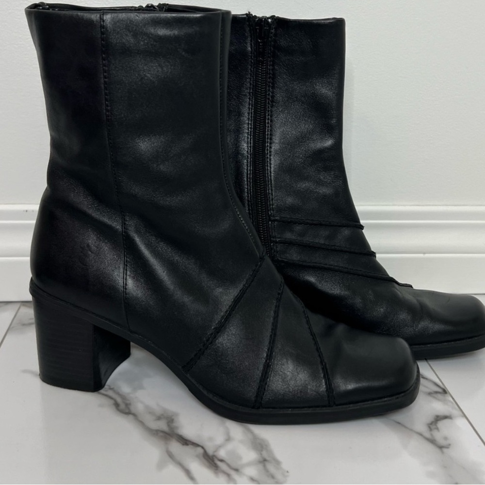 Clarks Black Leather Ankle Boots